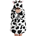 Miniatyrbilde 3 av 5: Oversized hettegenser teppe for barn myk varm koselig bærbar teppe genser fleece sherpa teppe med lommer Cow
