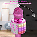 Pikkukuva 4 / 5: Karaokemikrofoni lapsille, langaton Bluetooth-karaokemikrofoni LED-valoilla, kannettava kädessä pidettävä mikrofoni kaiutinlahja