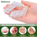 Miniatyrbillede 3 af 5: 8 stk. gel-pinky tåseparator, tre-huls gel-tåseparatorer til krøllede pinky tæer, overlappende tå, vabler, smertelindring fra friktion