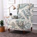 Miniatyrbild 2 av 5: Wingback fåtölj överdrag set om 2 sofföverdrag stretch fåtölj överdrag elastiskt fåtölj överdrag skydd för stol beige
