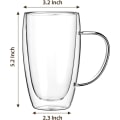 Miniatyrbillede 2 af 5: 2-pak 15 oz espressokopper med håndtag, espressoshotsglas, klare espressokaffe kopper, dobbeltvægget isoleret