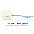 Miniatyrbilde 4 av 5: Dusj kroppsbørste med bust og loofah, ryggskrubber bad mesh svamp med buet langt håndtak for hud eksfolierende bad, (blå)