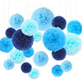 Miniatyrbild 1 av 5: 20 Papperspompoms, Dekorativa Pappersblommor, Papperspompom Dekoration för Fester, Bröllopsceremoni, Födelsedagar, Festligheter, Kommunion - Blå