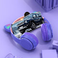 Pikkukuva 5 / 5: Langattomat peli kuulokkeet, Bluetooth 5.0 taitettavat langattomat peli headset, lasten aikuisten kissa korva kuulokkeet LED-valolla (sininen)