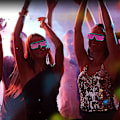 Miniatyrbilde 5 av 5: Glow In Dark Flashing Led Solbriller, Lysende Briller Til Fester, EDM, Halloween RB01 (Blå+Rosa)