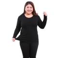 Miniatyrbild 4 av 5: Plus Size Termisk Underkläder Kvinnor Vinterkläder Två Delar Varm Kostym Lång Kvinnor Stor Storlek Vinter Fleece Varma Kläder Håll Varm Svart 4XL