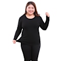 Miniatyrbild 4 av 5: Plus Size Termisk Underkläder Kvinnor Vinterkläder Två Delar Varm Kostym Lång Kvinnor Stor Storlek Vinter Fleece Varma Kläder Håll Varm Svart 5XL