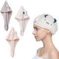 Miniatyrbilde 1 av 5: Mikrofiber Hårhåndklær Hår Turban Håndklær med Knapper Superabsorberende Hårtørkehåndkle Anti-frizz Twist Turban Tørre Hårhetter for Baderom (3 stk)