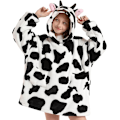 Miniatyrbilde 1 av 5: Oversized hettegenser teppe for barn myk varm koselig bærbar teppe genser fleece sherpa teppe med lommer Cow
