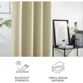 Miniatyrbillede 3 af 4: Blackout Gardiner Beige Super Soft Vinduebehandling Termisk Isolerede Øjengardiner Til Stue 46 x 54 Tommer 2 Paneler