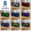 Miniatyrbild 2 av 5: Hög ljudalarmklocka för hörselskadade, med RGB LED-display, dubbelalarm, 8 dimmer, 3 volymer, för tunga sovande barn tonåringar äldre (rosa)