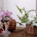 Miniatyrbilde 2 av 5: 2 stk vevd blomsterkurv rottingkurv fruktkurv tre