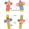 Miniatyrbilde 4 av 5: Baby Rattle, 4 stk. spedbarns håndledskall og fotfinnersett sokkeleker Utviklingsmessige myke dyreleker (2 elefanter + 2 aper)
