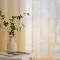 Miniatyrbild 2 av 5: Transparenta gardiner voile gardin med öljetter färggradient dekorativ gardin fönstergardin för sovrum och vardagsrum, set med 2 Yellow 183cm*214cm