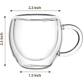 Miniatyrbild 2 av 5: 2-pack 2,5 oz espressokoppar med handtag, espressoshotglas, genomskinliga espressokaffe-koppar, dubbelväggiga isolerade