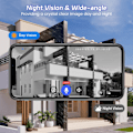 Miniatyrbillede 3 af 5: 1080p trådløs videodørklokke + indendørs ringklokke, 2-vejs lyd, nattesyn, AES-128 skylagring, realtidsalarmer, smart home-beskyttelse
