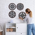 Miniatyrbild 2 av 5: 4 st tjocka rustika väggdekorer lantgård väggkonst trä ihålig snidad design dekor rustik rund väggkonst