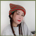 Miniatyrbilde 4 av 5: Fairy Beanie Y2K Katt i Hatten - Stripete Heklet Slouchy Beanie Hat Vintervarm Strikket Lue Hodeplagg Tilbehør