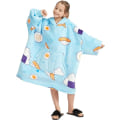 Miniatyrbillede 1 af 5: Oversized hættetrøje bærbart tæppe sweatshirt til mænd og kvinder, behageligt Sherpa-for super blødt plys varmt tæppe hættetrøje, hjemmehættetrøje gaver Sushi Blue