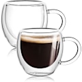 Pikkukuva 1 / 5: 2-pakkaus 2,5 unssia espressokuppia kahvalla, espressoshottilasit, kirkkaat espressokahvikupit, kaksinkertaiset eristetyt