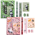Miniatyrbild 1 av 5: 12-pack Skolmaterial Set Inklusive Pennor, Suddgummi, Linjal, Pennvässare och Mini Sax, med Söta Skolmaterial (Färgglada Panda, Katter)