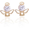 Miniatyrbillede 1 af 5: Forgyldte Charm Grøn Rundt Slibet Cubic Zirconia Lykkeengel Design Mini Post Stud Øreringe