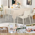 Miniatyrbilde 4 av 5: Rektangulær bomullslinduk, støvtett, vaskbar beige duk med dusk, grønne broderte blader (140x180 cm)