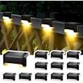 Miniatyrbillede 1 af 5: Solcellelamper til udendørs, 12 stk. trappelys, vandtætte LED-lamper til trin, hegn, gårdhave, terrasse (sort, varm hvid)