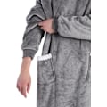 Miniatyrbilde 3 av 5: Ekstra lang hettegenser teppe kvinner oversized bærbar teppe koselig myk behagelig Sherpa fleece gigantisk bærbar hettegenser sweatshirt (lys grå) light grey