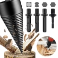 Miniatyrbillede 1 af 5: Logspaltebit, Logspaltebit, Konisk bit, Konisk logspliter, Holdbar logspalteskrue Konisk træflisværktøj med 4 skafter (32mm)