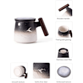 Miniatyrbillede 3 af 5: Moon Deer Keramisk Tekop med Infuser og Låg Kaffe Kops med Si og Træ Håndtag 14.5 OZ (Blå)