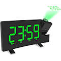 Miniatyrbillede 2 af 5: Projektionsvækkeur LED-skærm 4 justerbar lysstyrke Digitalt radiovækkeur med USB-telefonoplader Vækkeur med 2 alarm snooze-funktion Grøn green