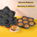 Miniatyrbillede 4 af 5: Silikone hamburgerbolleform 7 hulrums brødform Non Stick bageform Pannon-stick pande nem at frigøre