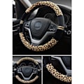 Miniatyrbilde 3 av 5: Plysj bilrattdeksel, Universal bilrattbeskytter for bil/lastebil/SUV/varebil Diameter 38cm Leopardmønster Gult