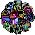 Miniatyrbilde 2 av 5: 50 STK Klistremerker, Graffiti Klistremerker, Neon Graffiti Laptop Klistremerker, Vanntette Klistremerker, for Sykler, Skateboards DIY Patches Dekaler