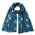 Miniatyrbilde 2 av 5: Sjal Halsduk Elegant Kvinner Silkesjal Kvinners Foulard Trykt Sølv Blad Passer for Fire Sesonger Kvinner Sjal