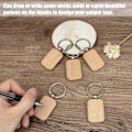 Miniatyrbillede 4 af 5: 60 stk. Blank afrundede rektangulære træ nøgleringe DIY træ nøglering nøgle tag kan graveres DIY gave