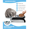Miniatyrbilde 5 av 5: Kattmatskåler med Stativ, Heltbar Justerbar, Høydejusterbar Matskål for Katter og Små Hunder, 2 Rustfrie Stål Kattmatskåler