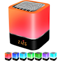 Miniatyrbild 1 av 5: LED-nattlampa med väckarklocka Bluetooth-högtalare, touchsensor sänglampa dimbar RGB flerfärgad skrivbordslampa, trådlös högtalare