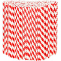 Pikkukuva 1 / 5: Kertakäyttöiset paperi-juomalitikut, 100 kpl, punainen/valkoinen raita, 19,7x0,6cm - Ympäristöystävälliset juomalitikut