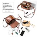 Miniatyrbillede 5 af 5: Lille crossbody taske til kvinder, crossbody taske i syntetisk læder til kvinder, håndtaske til kvinder, med aftagelig justerbar skulderrem Brown