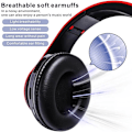 Pikkukuva 4 / 4: Langattomat Bluetooth-kuulokkeet - Värikkäät valot / Taittuvat / Suuri akun kapasiteetti / Sisäänrakennettu mikrofoni - Bluetooth 5.0 / 10 m kantama Musta ja punainen