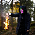 Pikkukuva 4 / 5: Halloween-naamiot, The Purge LED-naamio, LED-luurankonaamio, V for Vendetta -naamio, DIY-kallomaalaus ja 3 valaistustilaa juhliin, karnevaaliasuun, jouluun purple