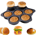 Miniatyrbillede 3 af 5: Silikone hamburgerbolleform 7 hulrums brødform Non Stick bageform Pannon-stick pande nem at frigøre