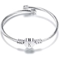 Miniatyrbilde 1 av 4: Initial Letter Cuff Armbånd for Kvinner Jenter Utvidbar Kjærlighet Hjerte Sølv Alfabet Armring Familie Mamma Datter Morsdag Valentinsdag Bursdag K