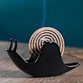 Miniatyrbillede 2 af 5: Røgelseholder, Myggespiralholder, Snegle Røgelsebrænderholder, Myggespiralbrænder af Jernmateriale til Borddekorationer eller Gaver (Sort)