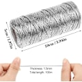 Miniatyrbilde 2 av 5: Gulltråd Metallisk Snøre Gulltråd 100m Glitrende Tråd for Håndverk Gaveinnpakking eller Julepynt Gavemerker 1 Rull Silver