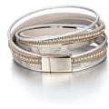 Miniatyrbillede 2 af 5: Multi-lags læderarmbånd til kvinder, håndlavet armbånd med flettet reb, manchet med magnetlås, smykker