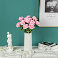 Miniatyrbillede 4 af 5: 12 stk. kunstige silkeblomster realistiske roser buket lang stilk til hjem bryllup dekoration fest (12 stk.-Pink)