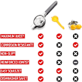 Miniatyrbillede 4 af 5: Citronpresser i rustfrit stål - Ergonomisk, manuelt design med skridsikkert greb - Ubesværet håndholdt juicer